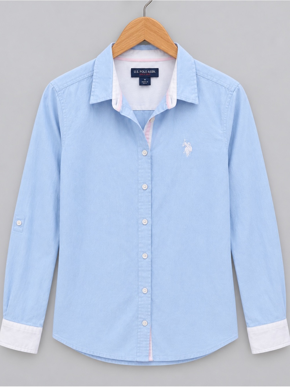 U.S. Polo Assn. Light Blue Button-Down Shirt with White Cuffs